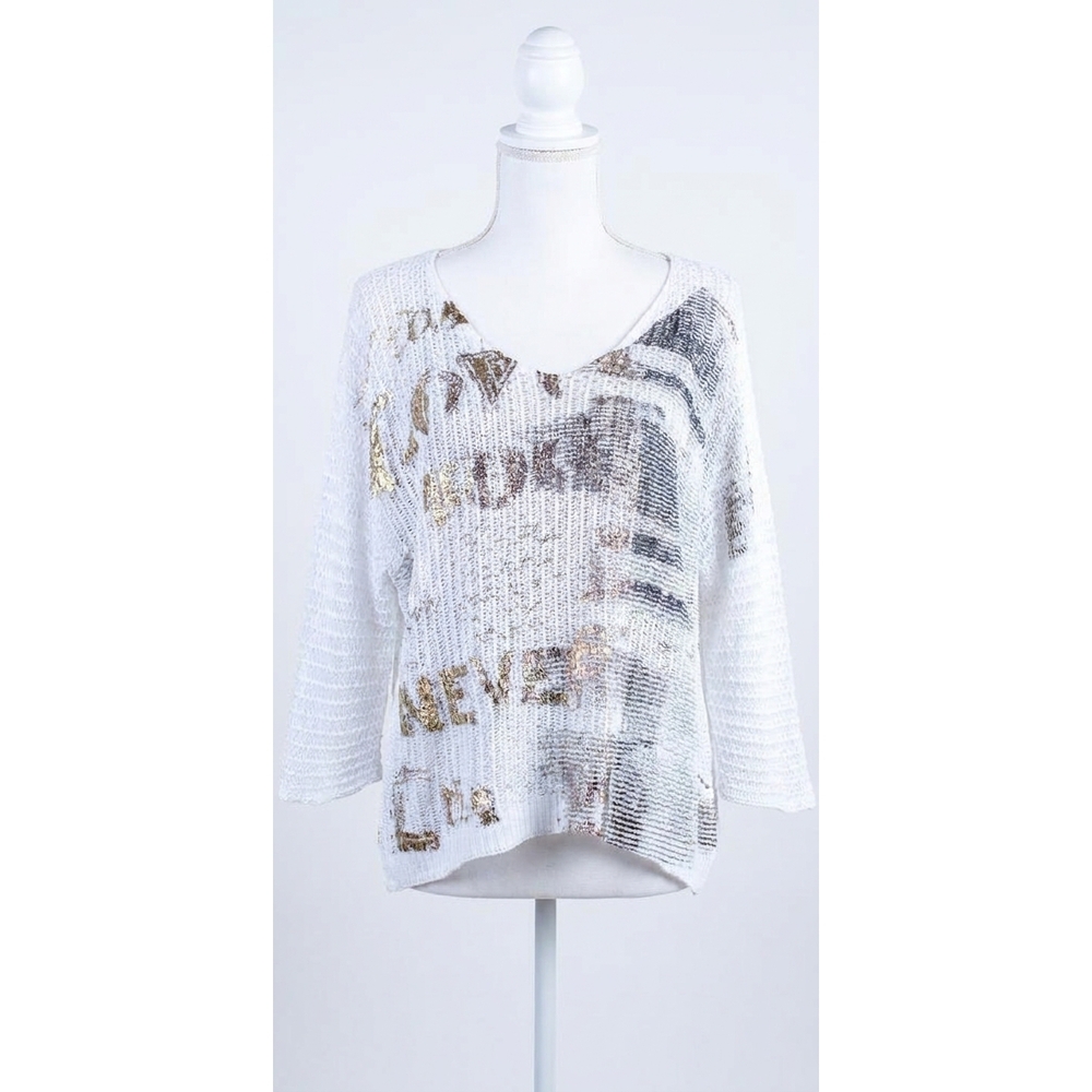 NEW GIGI MODA lustro knit sweater in white
